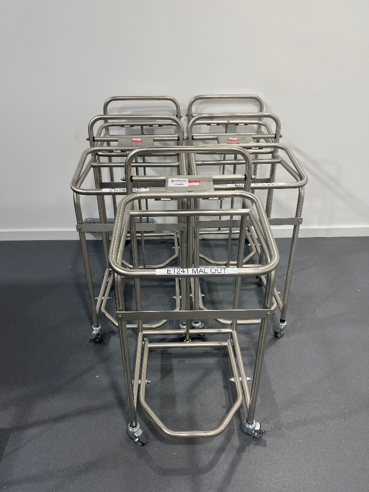 Image of Set of 5 Pedal Bin Trolley Carts, Racking, and Shelving